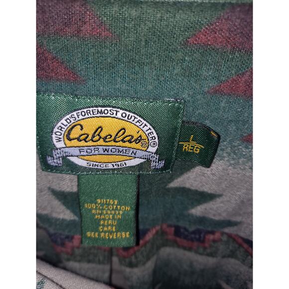 Cabela's Aztec Design‎ 100% Cotton Button Up Shirt Size Large - Picture 3 of 5
